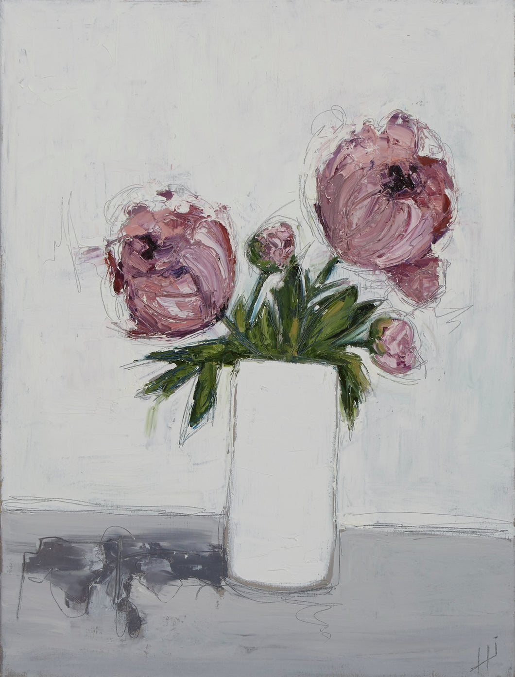 Flowers in White Vase